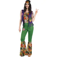 Vegaoo Veelkleurig hippie Flower Power kostuum voor vrouwen
