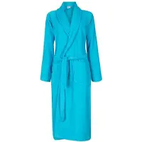 Badrock Unisex badjas aquablauw - velours katoen - sjaalkraag - maat 3XL