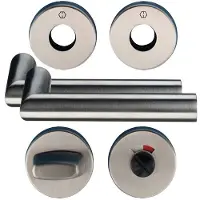 Hoppe Greepenset, Rozetstel Amsterdam E1400/42H/42HKVS roestvrij staal F69 rond RWSK/OL DIN links / rechts D/D (Deurset)