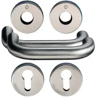Hoppe Greepenset, Rozetstel Paris E138/42H/42HKVS roestvrij staal F69 ronde cilinder DIN links / rechts D/D (Deurset)