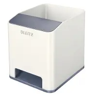 Leitz WOW Sound Pennenbakje Duokleur Wit, Grijs 9 x 10 x 10,1 cm