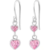 Montebello Oorbellen Adele Pink - Dames - 925 Zilver - Zirkonia - Hart - 7 x 30 mm