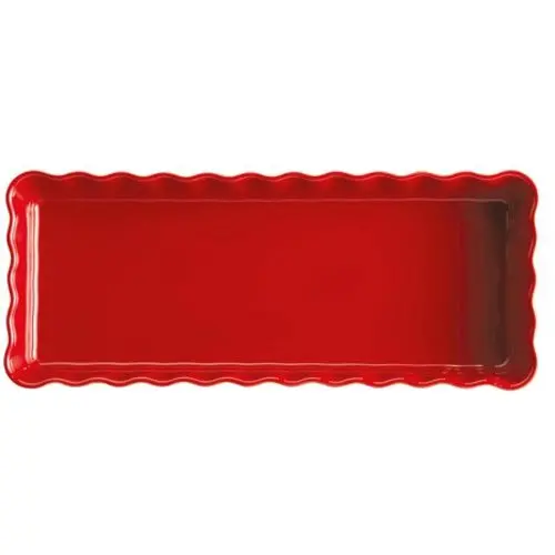 Emile Henry Lange rechthoekige taartvorm, keramiek, 15 x 36 cm, cedergroen