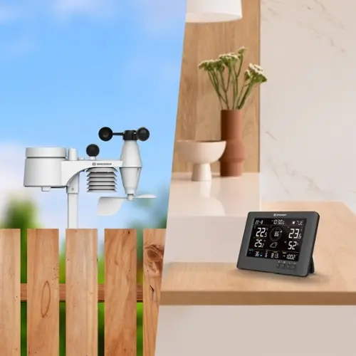 Bresser Meteo Temp W Draadloos weerstation met buitensensor, binnen- en buitenthermometer, weersvoorspelling, vorstwaarschuwing, DCF-radioklok, groot display, digitaal